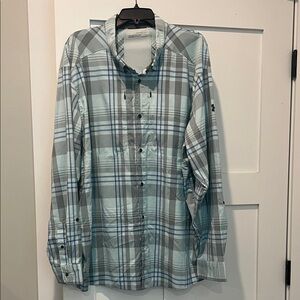Under Armour Men’s Pale Blue and Gray Plaid Button-Down Shirt 3xl lk new